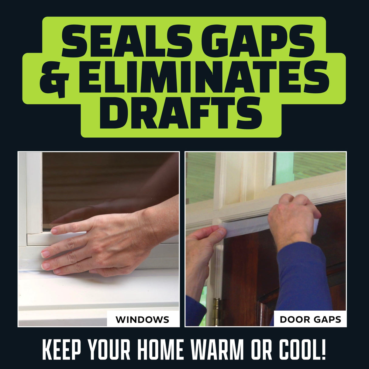 Alien Draft Seal Set of 49 Feet Anti-Draft Adhesive and Flexible Flap to Seal Gaps Around Doors and Windows As Seen On TV