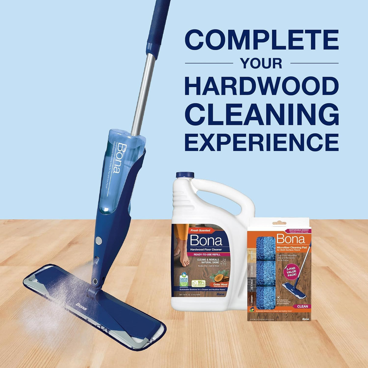 Bona Hardwood Floor Cleaner Refill - 128 fl oz - Cedar Wood Scent - Residue-Free Floor Cleaning Solution Spray Mop and Spray Bottle Refill - For Wood Floors