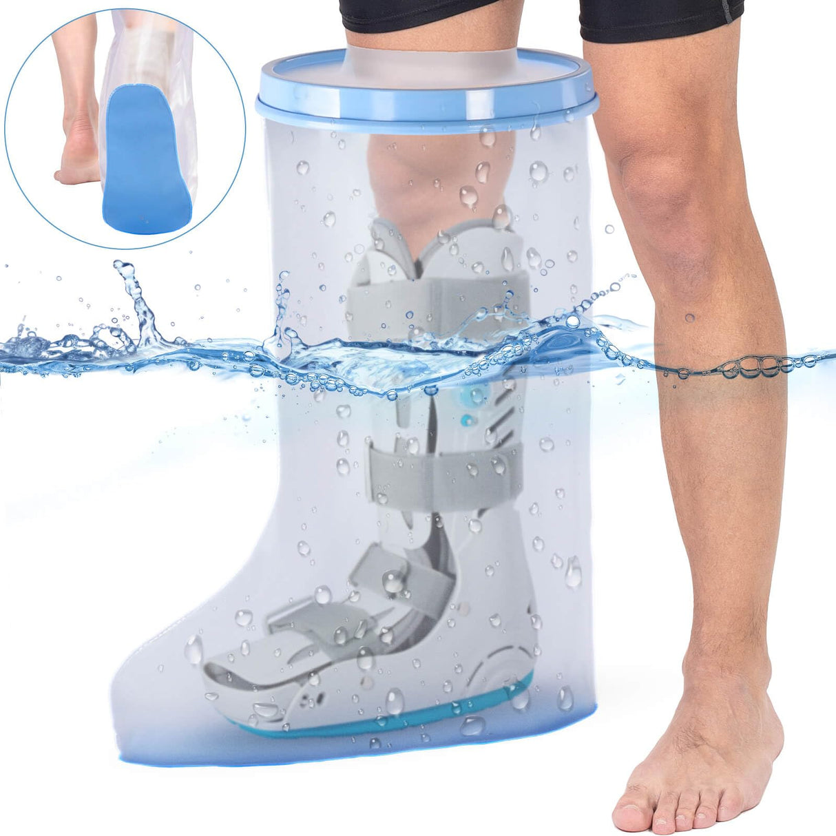 Waterproof Extra Wide Leg Cast Cover for Shower with Non-Slip Bottom for Leg Cast Protector for Surgery Wounds, Bandage, Large Cast, Knee Immobilizer/Brace, Walking Boots [2025 Upgraded Reusable]