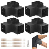 TOCRETOARE Pergola Kit, 4 Pack Woodworks Pergola Brackets 6" x 6" (Actual: 5.5x5.5 Inch), 3-Way Right Angle Corner Brackets, Powder-Coated Pergola Hardware, for Lumber Pergola Gazebo