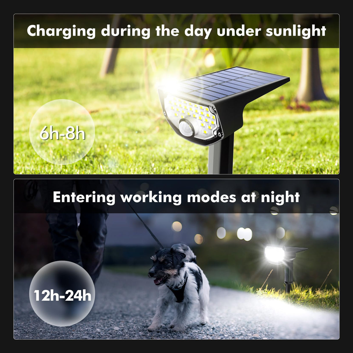 AloftSun Solar Motion Sensor Outdoor Lights,Waterproof Motion Sensor Spot Lights- 30 LED/3 Modes Solar Powered Spotlights,Landscape Lighting for Yard and Garden, Cool White,2 Pack