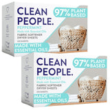 The Clean People Fabric Softener Sheets - Dryer Sheets - Softens & Removes Static - Vegan Laundry Softener With Essential Oils - Peppermint 240 Pack