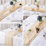 12 Pack Beige Cheesecloth Table Runner, 35x120 Inch Romantic Boho Gauze Table Runner 10ft Rustic Sheer Cheese Cloth Table Decor for Christmas Wedding Baby Shower Birthday Party Table Decoration