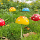 KIKTOP Mushroom Decor Fairy-Garden Outdoor Decor - Garden Decor Glow in The Dark Outdoor Spring Patio Shaking Head Yard Decoration 6 PCS Metal Mushroom Yard Stakes (Red2+Blue2+Yellow2)