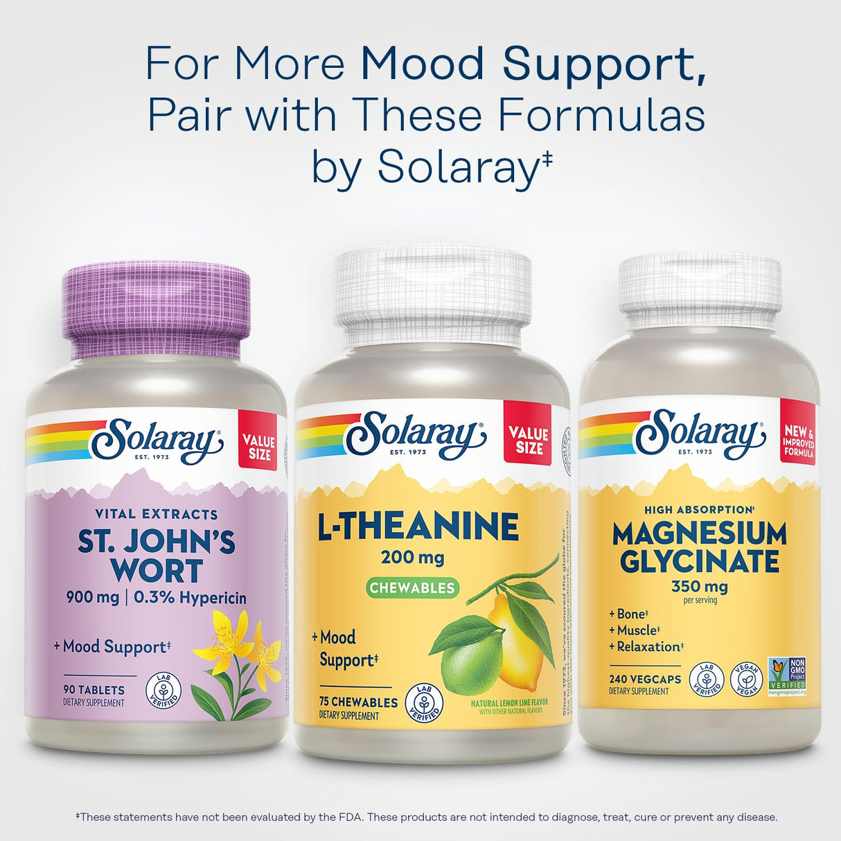 SOLARAY L Theanine 200mg, Mood Support Supplement with Vitamin B6 - Calming Support During Occasional Stress - Natural Lemon Lime Flavor - 60-Day Guarantee, Lab Verified - 75 Servings, 75 Chewables