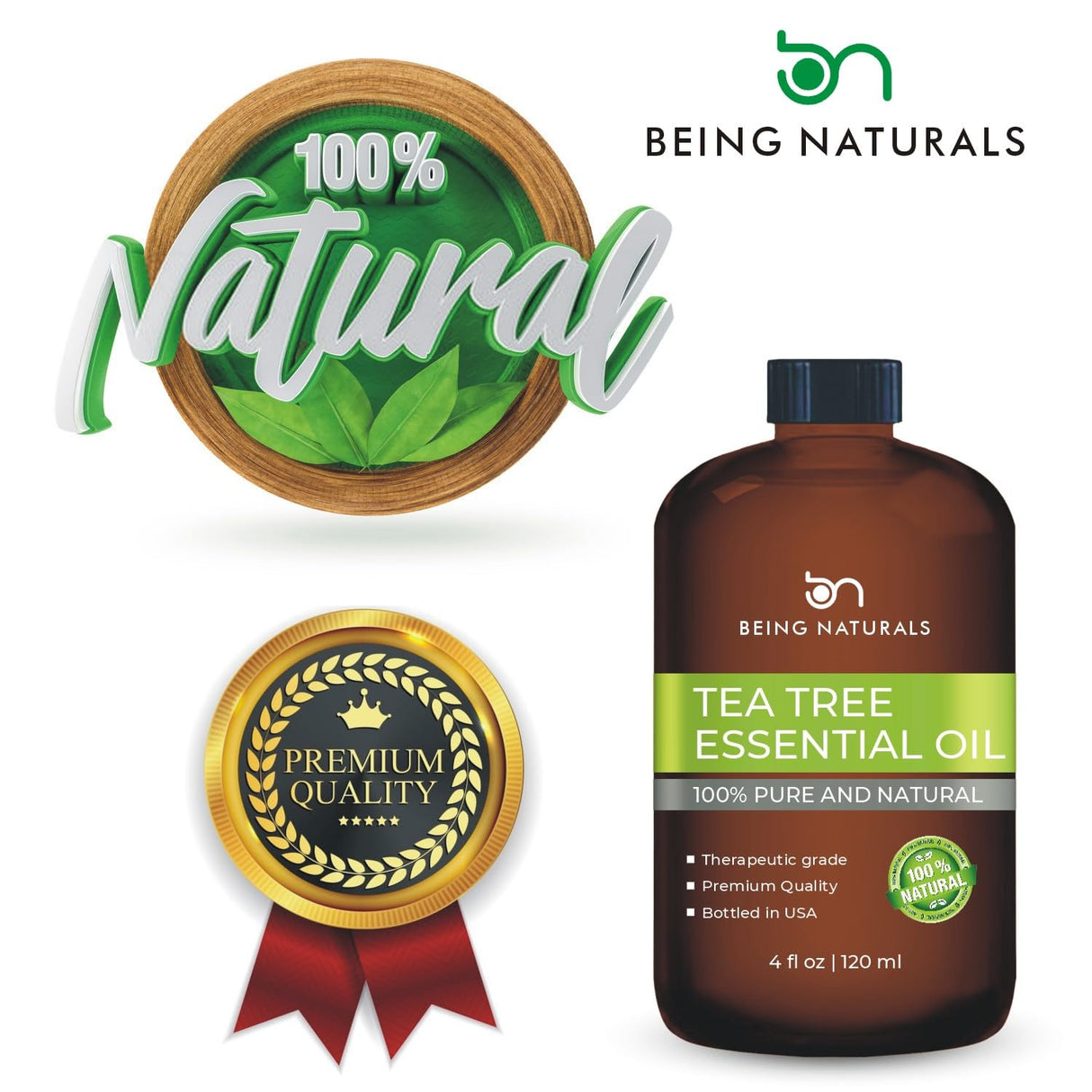 Tea Tree Essential Oil - Huge 4 FL OZ - 100% Pure & Natural – Premium Natural Oil with Glass Dropper (Tea Tree)