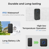 FOVKSUC Wireless Doorbell, Waterproof Door Bell with 60 Chimes, 5 Volume Levels & Mute Mode, Loud Door Bell Ringer Wireless for Home Classroom Office (2 Receiver & 2 Button, Black, U.S. Plug)