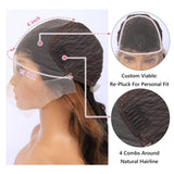 Glegov Highlight Ombre Lace Front Wig Human Hair 26 Inch Body Wave Honey Blonde 13x6 Transparent Lace Front Wigs Ombre Black Brown Lace Front Human Hair Wigs 180% Density 1/30 Colored Wig Balayage Wig