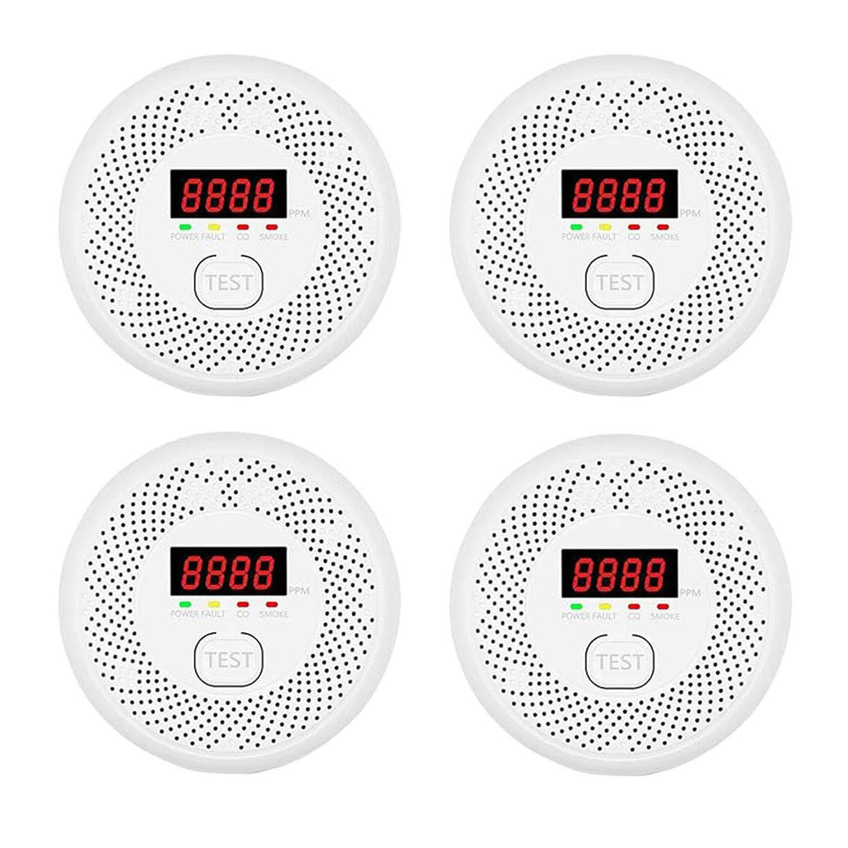 High Definition Color Screen Detector LCD Powered by Carbon Monoxide Detector and Smoke Alarm Battery (excluding Battery) (Compact Design, 4Pack-CO&Smoke)
