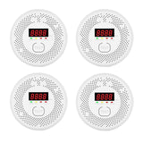 High Definition Color Screen Detector LCD Powered by Carbon Monoxide Detector and Smoke Alarm Battery (excluding Battery) (Compact Design, 4Pack-CO&Smoke)