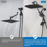 Hibbent cUPC Certified 13'' Shower Head Combo, High Pressure 5 Spray Rainfall Showerhead, 10 Spray Mode Handheld, All Metal Easy Reach 4-way Diverter Arm with Pause Mode, 71'' Hose and Holder, Black
