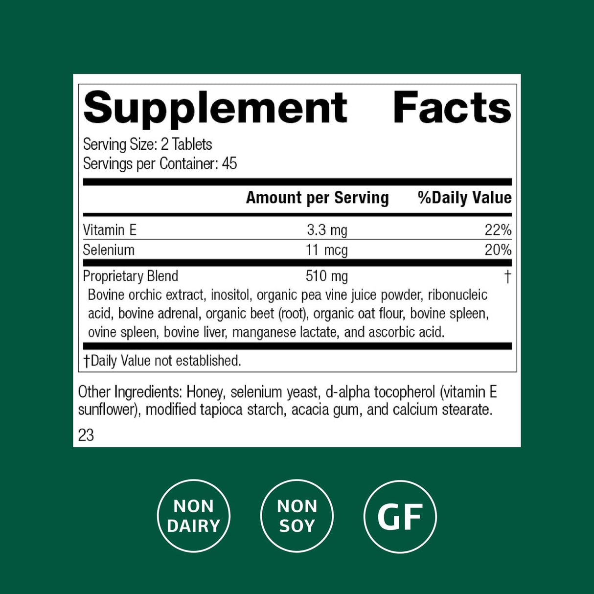 Standard Process Inc. Cataplex E - Whole Food RNA Supplement and Antioxidant with D-Alpha Tocopherol Vitamin E, Beet Root, Ascorbic Acid, Inositol, Selenium, and Honey - 90 Tablets