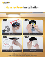 Ensenior 12 Pack 6 Inch LED Recessed Light, Dimmable, 5000K Daylight, 1200LM High Brightness, 12W 120V, Damp Rated, ERL-12X-ETL, Ultra-Thin Canless Wafer Light - ETL & FCC & IC