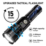 Flashlights High Lumens Rechargeable, 100,000LM LED Super Bright Flash Light, Zoomable Linternas with LCD Digital Display, 5 Mode, Waterproof, Powerful Tactical Flashlight for Emergencies Camping Gift