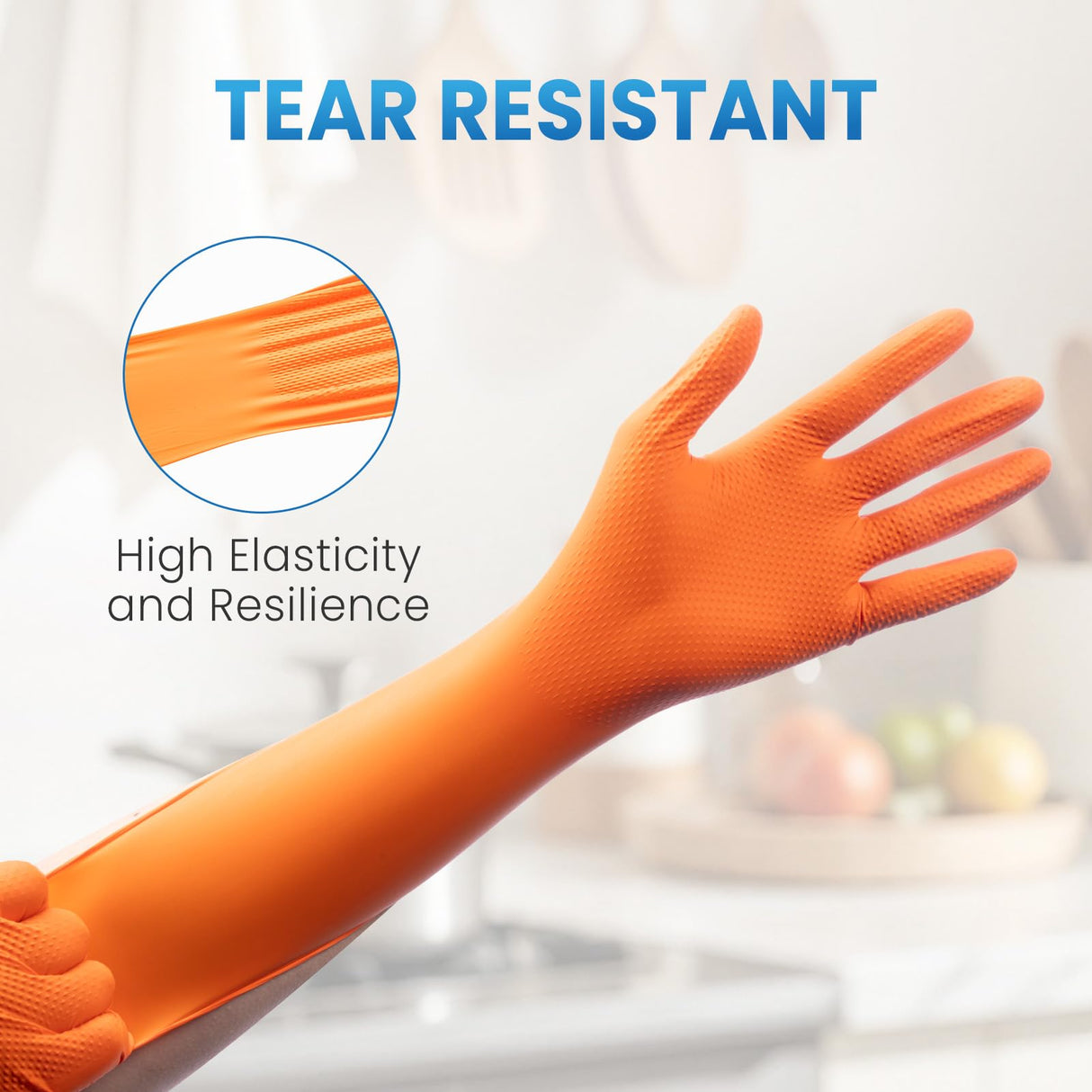 Borje Orange 8 Mil Nitrile Disposable Gloves, Heavy-Duty Mechanic Gloves, 100 Count, Medium, Latex & Powder Free with Raised Diamond Texture, Industrial, Automotive, Gardening