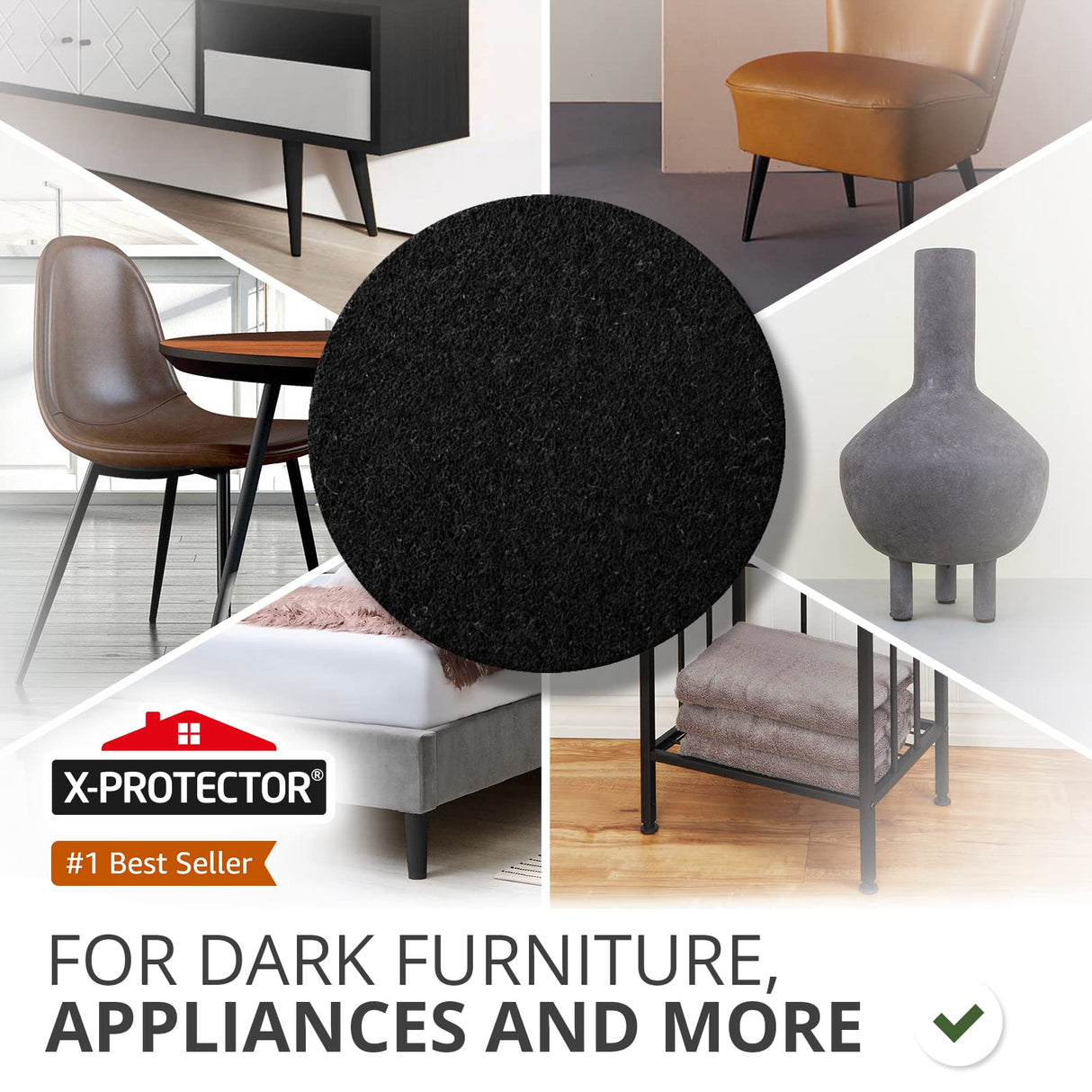 X-Protector 357 Pcs Black Felt Furniture Pads - Huge Quantity of Anti-Scratch, Heavy Duty Floor Protectors for Hardwood, Tile, Laminate - Suitable for Chairs, Tables, Sofa, Bed, Cabinet, Ottoman
