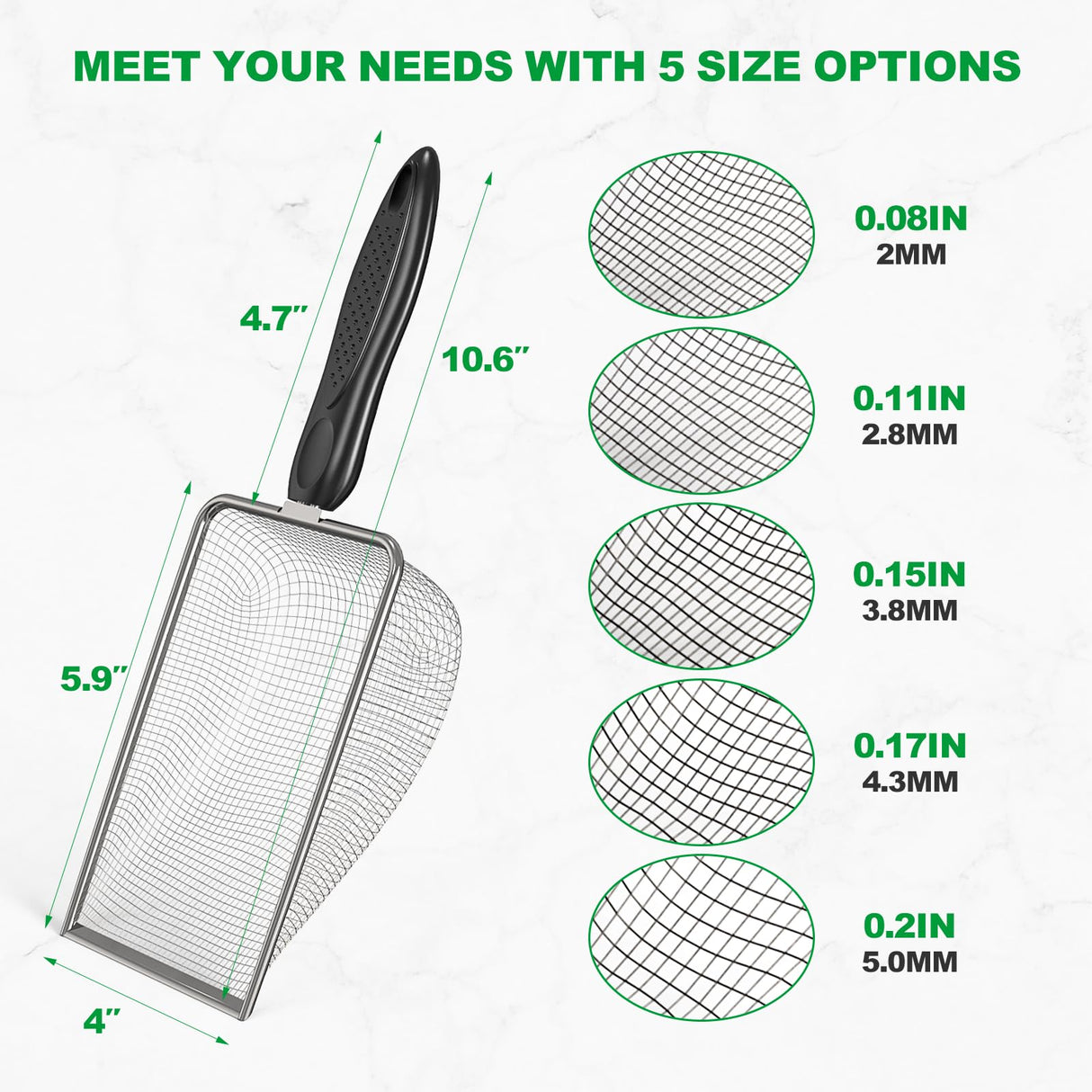 5pcs Soil Sifter Set for Gardening, Handheld Heavy-Duty Compost Shovel