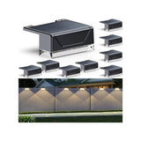LIANGLOME Solar Fence Lights Outdoor - 3000/4000/6000K 3 Mode, IP65 Waterproof Solar Powered Fence Lights, Dusk to Dawn for Outside, Backyard/Step/Patio/Deck/Stair Railings and Wall (8 Pack)