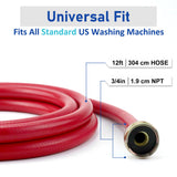 2 PACK Rubber Washing Machine Hoses Burst Proof Red and Blue Coded Washer Machine for Hot and Cold Water 3/4" Connection Supply Lines by Fetechmate Washer Hoses (12 FT)