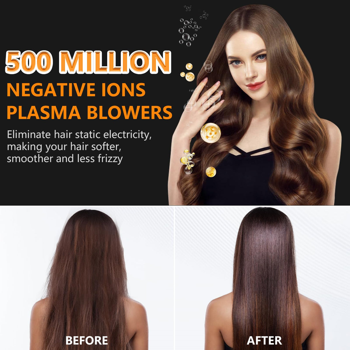 HRYCF Hair Dryer,160000 RPM Blow Dryer with High-Speed Brushless Motor for Fast Drying, Professional Ionic Lightweight Hair Dryers, Thermo-Control Low Noise with Blow Dryers Diffuser & Nozzle