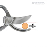 Corona Tools Forged Steel ClassicCUT Bypass Hand Pruner – 1-Inch Cut Capacity Garden Pruning Shears for Stems & Branches, Heavy-Duty Bypass Pruners for Tree, Shrub & Plant Trimming