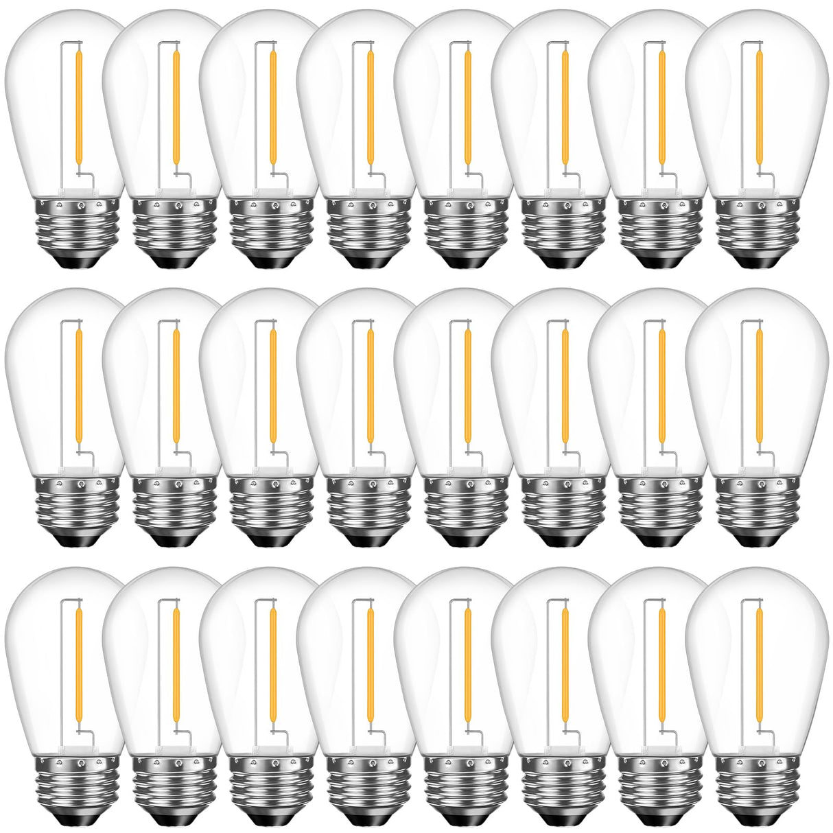 GvvooHome 24 Pack Shatterproof S14 LED Replacement Bulbs for Outdoor String Lights, 1W Equivalent to 11W Incandescent Bulb, Soft White 2200K, Dimmable, E26 Regular Medium Screw Base