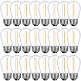 GvvooHome 24 Pack Shatterproof S14 LED Replacement Bulbs for Outdoor String Lights, 1W Equivalent to 11W Incandescent Bulb, Soft White 2200K, Dimmable, E26 Regular Medium Screw Base