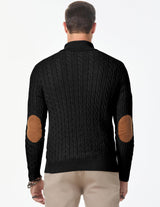 JMIERR Men's Cable Knit Slim Fit Casual Long Sleeve Essentials Soft Touch Button Stand Collar Wool Christmas Sweaters, M, Black