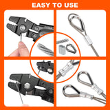 Sanuke Wire Rope Crimping Tool for 3/64 1/16 5/64 inch Aluminum Crimping Loop Sleeves Kit with 160pcs Aluminum Crimping Loop Sleeve and 10pcs Stainless Steel Thimble