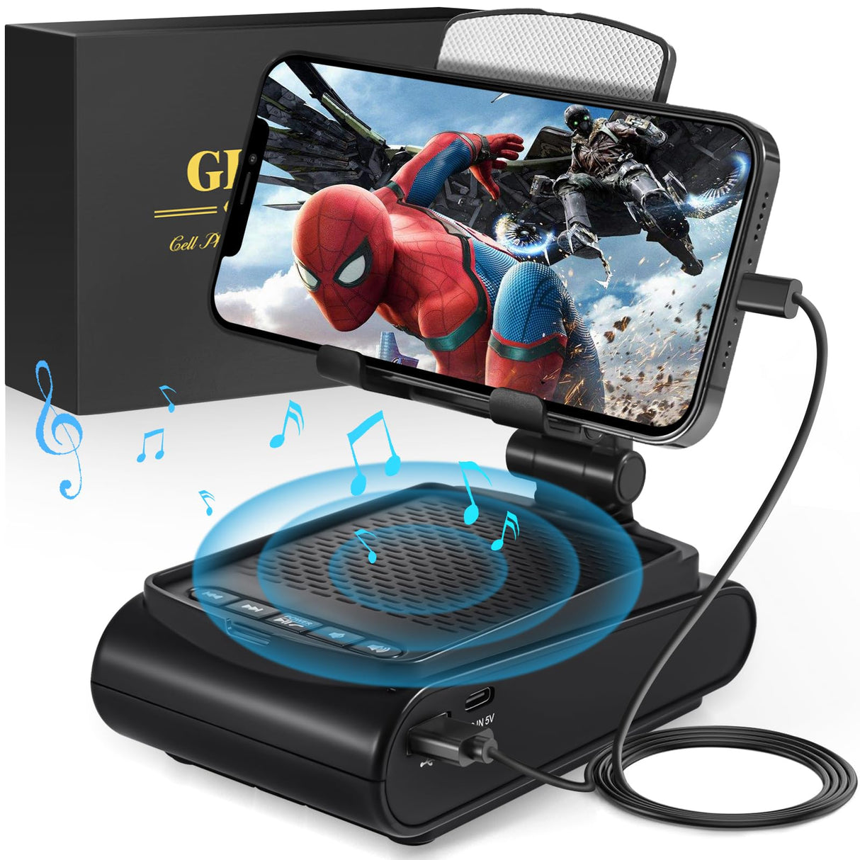 Gifts for Men, White Elephant Gifts for Adults, Cell Phone Stand with Wireless Bluetooth Speaker, Birthday Gift for Dad Boyfriend Husband Him Men Gifts for Christmas, Stocking Stuffers for Adults