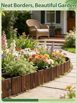 9.6ft L x 3.9in H Landscape Edging - 2 Pack Anti-Corrosive Wood Flower Bed Edging Borders, Garden Edging for Yard Path Lawn Decorative Tree Fence