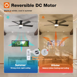 addlon Ceiling Fans with Lights, 52 inch Low Profile Ceiling fan with Light and Remote Control, Flush Mount, Reversible, 3CCT, Dimmable, Noiseless, Black Ceiling Fan for Bedroom, Indoor/Outdoor Use