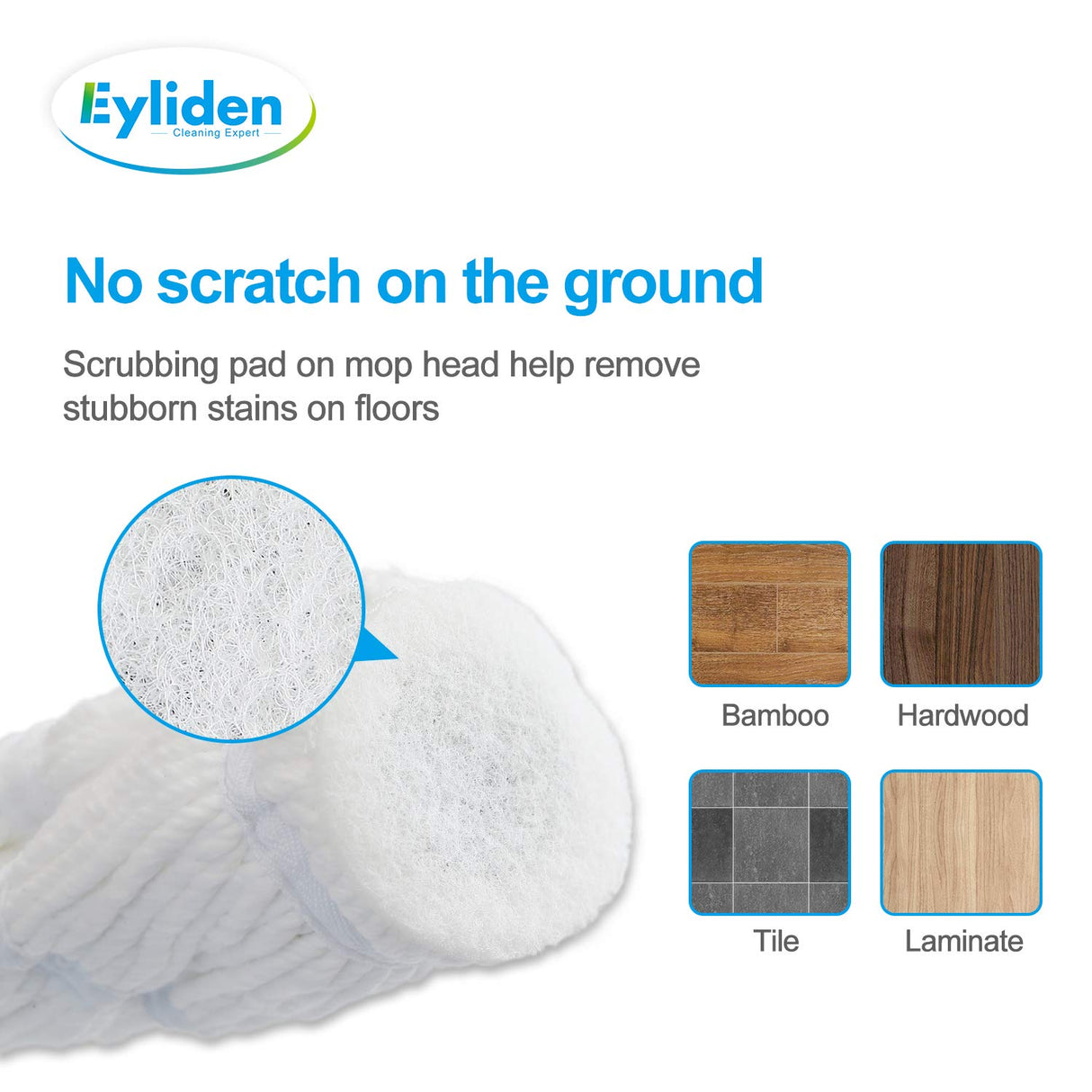 Eyliden Twist Mop, 2 Reusable Microfiber Heads, No Touch Dirt, Easy Wring