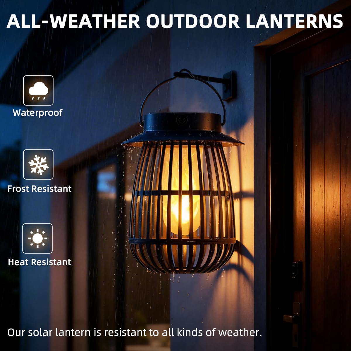 KYEKIO 4Pack Gen2 Flame Solar Lanterns Outdoor Waterproof, Solar Hanging Lantern Decorative, Flickering Flame Outdoor Lanterns Solar Powered, Lights for Yard Patio Garden Decor as Mothers Day Gifts