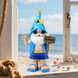 Wiresusan Outdoor Summer Gnomes Statue Beach Gnome Garden Decor for Outside, Beach, Yard, Lawn Ocean Sea Theme Home Decorations for Table, Shelf, Blue Gnome Figurine Funny Elf Gifts for Women