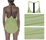 icyzone Workout Tank Tops for Women - Athletic Yoga Tops, T-Back Running Tank Top(Pack of 2) (L, Purple/Pistachio Green)