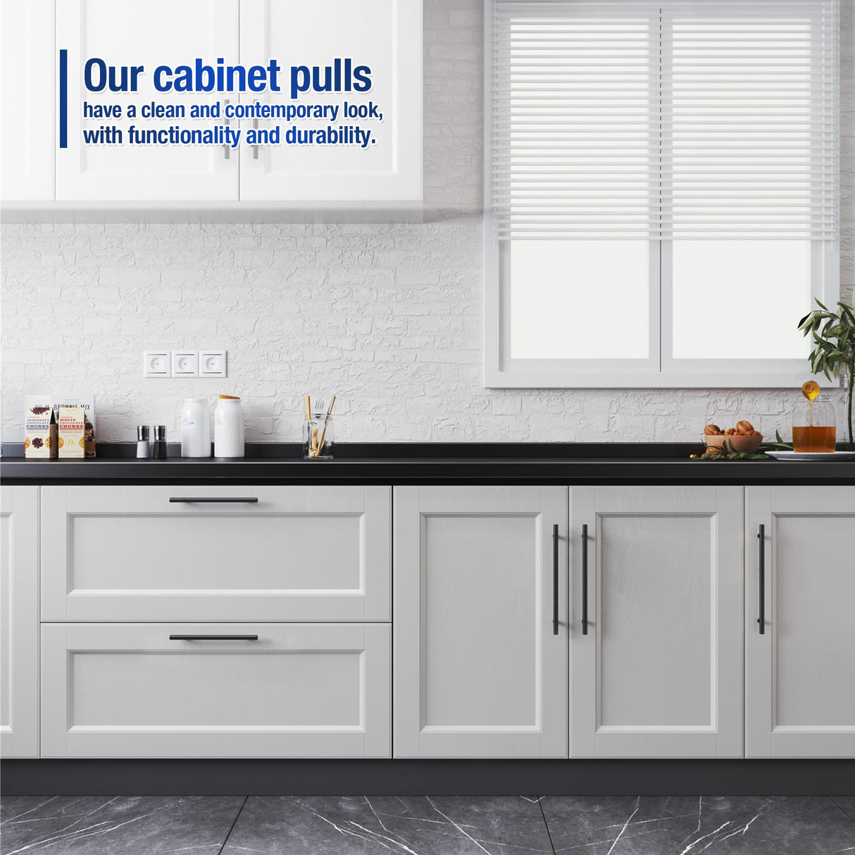 JOY DECOR 15 Pack Cabinet Handles, Black Cabinet Pulls, 7-1/2 in Hole Center Kitchen Hardware, Stainless Steel T Bar Handles for Dresser Drawers