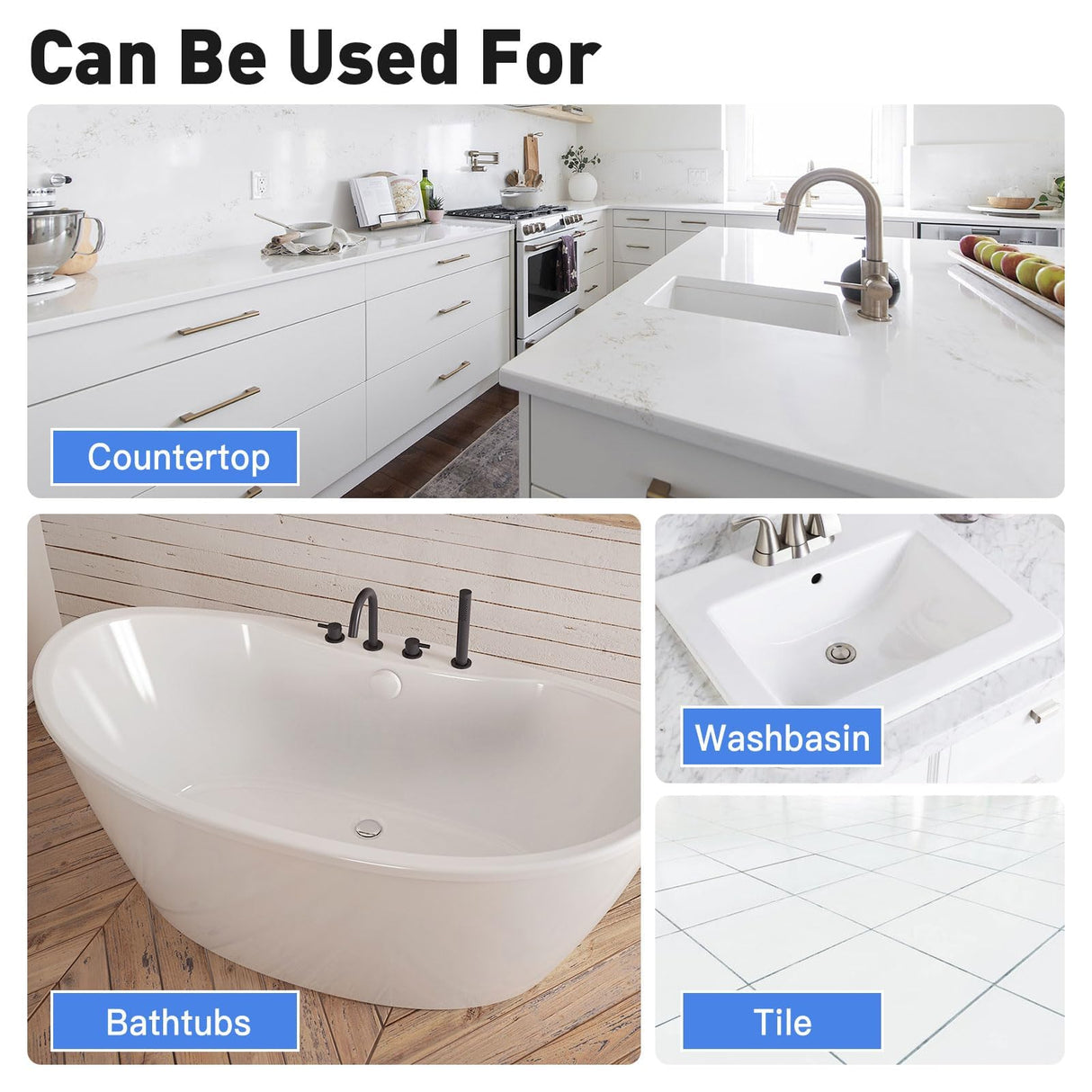 DWIL Tile Paint, Tub and Tile Refinishing Kit with Tools, Water-based Bathtub Paint - Low Odor, Easy to Use, 25-30sq.ft, 16.5oz, Semi-Gloss White