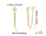 MILLA Dangle Earrings for Women - Cute Designer Earrings for Women Trendy Gold Chain Earrings & Sterling Silver Dangly Earrings (Round CZ / 14K Gold Plated)
