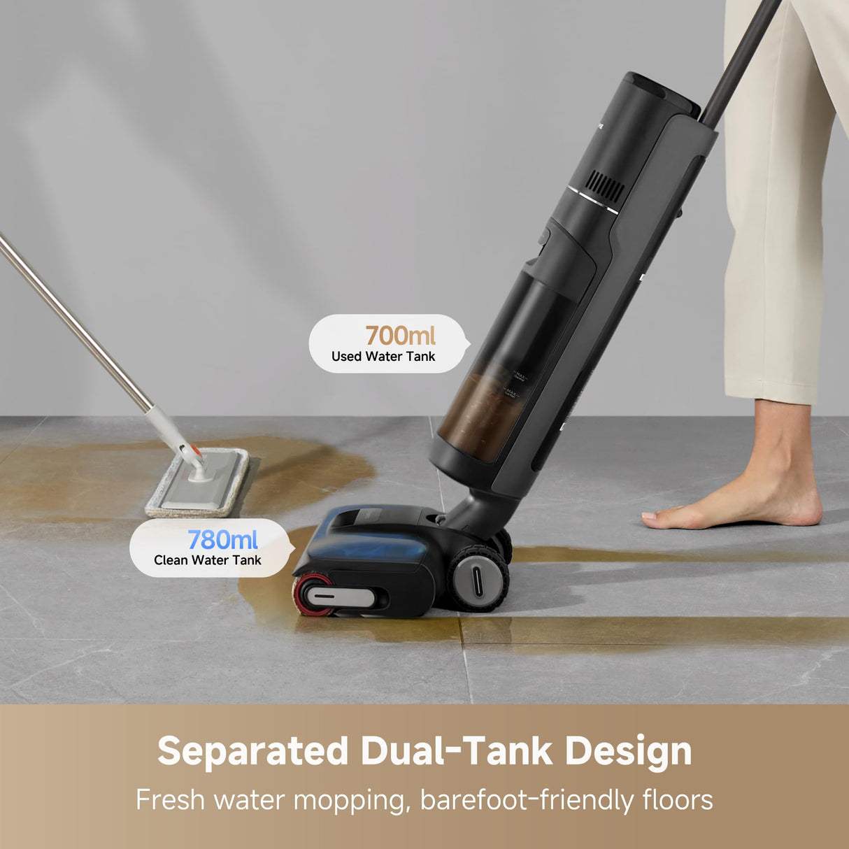 DREAME H12 Pro Gen2 Vacuum Mop, 0 Tangle Wet Dry Vacuum Cleaner, Cordless Vacuum Mop All-in-One for Hard Floors, 180° Lie-Flat Floor Cleaner Machine with 194°F Hot Self-Cleaning, 50Mins Runtime