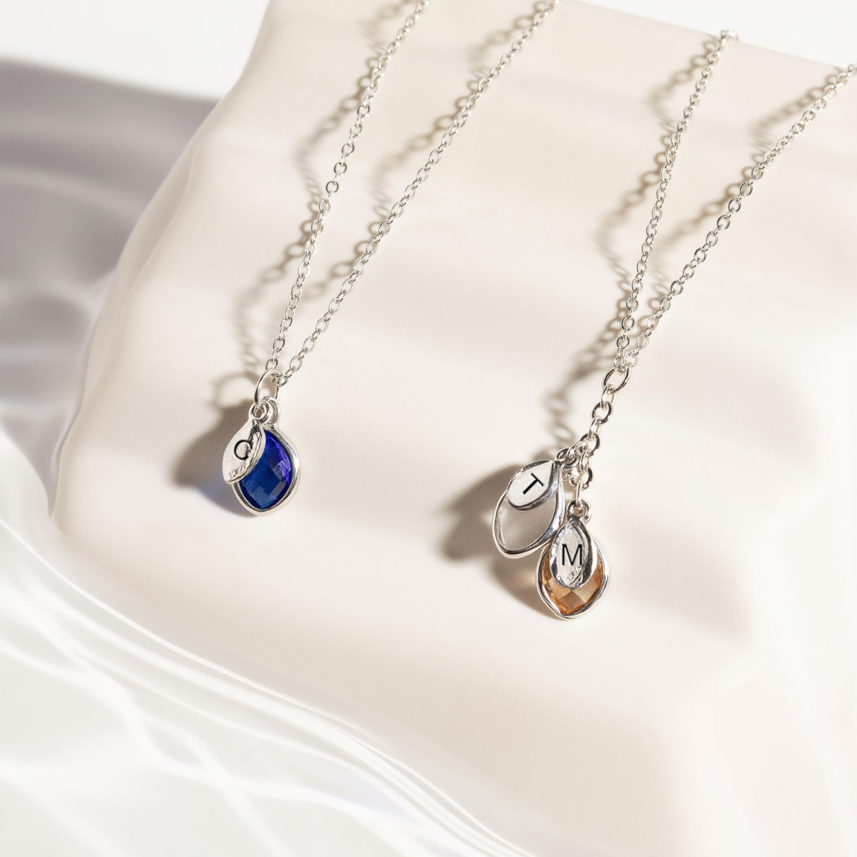 Birthstone Necklace for Women, Grandma Necklace with Birthstones, Initials