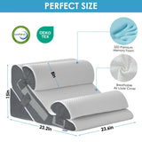 MEGCXIT 4PCS Bed Wedge Pillow for Headboard, 10-in-1 Adjustable Foam Wedge Pillow for Acid Reflux Relief, 23” Wide Triangle Pillow Wedge for Post Surgery, Back Pain Relief & Snoring, White/Grey