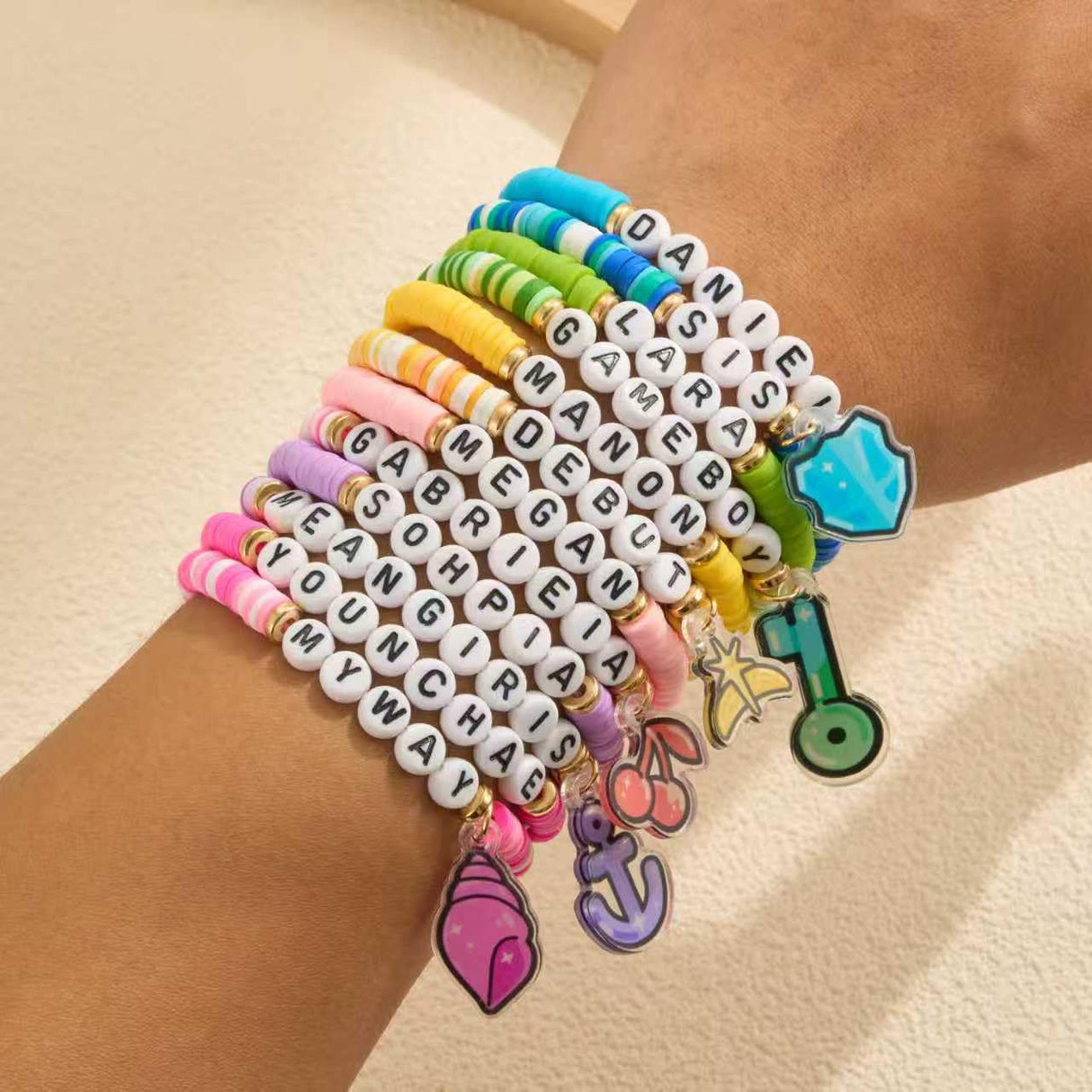 Axepet KATSEYE Merch Bracelets Concert Album Inspired Friendship Bracelets Soothing Shell,Limitless Key,Guardian Shield,Dual Cherry,Stellar Tiara,Dream Anchor for Fans