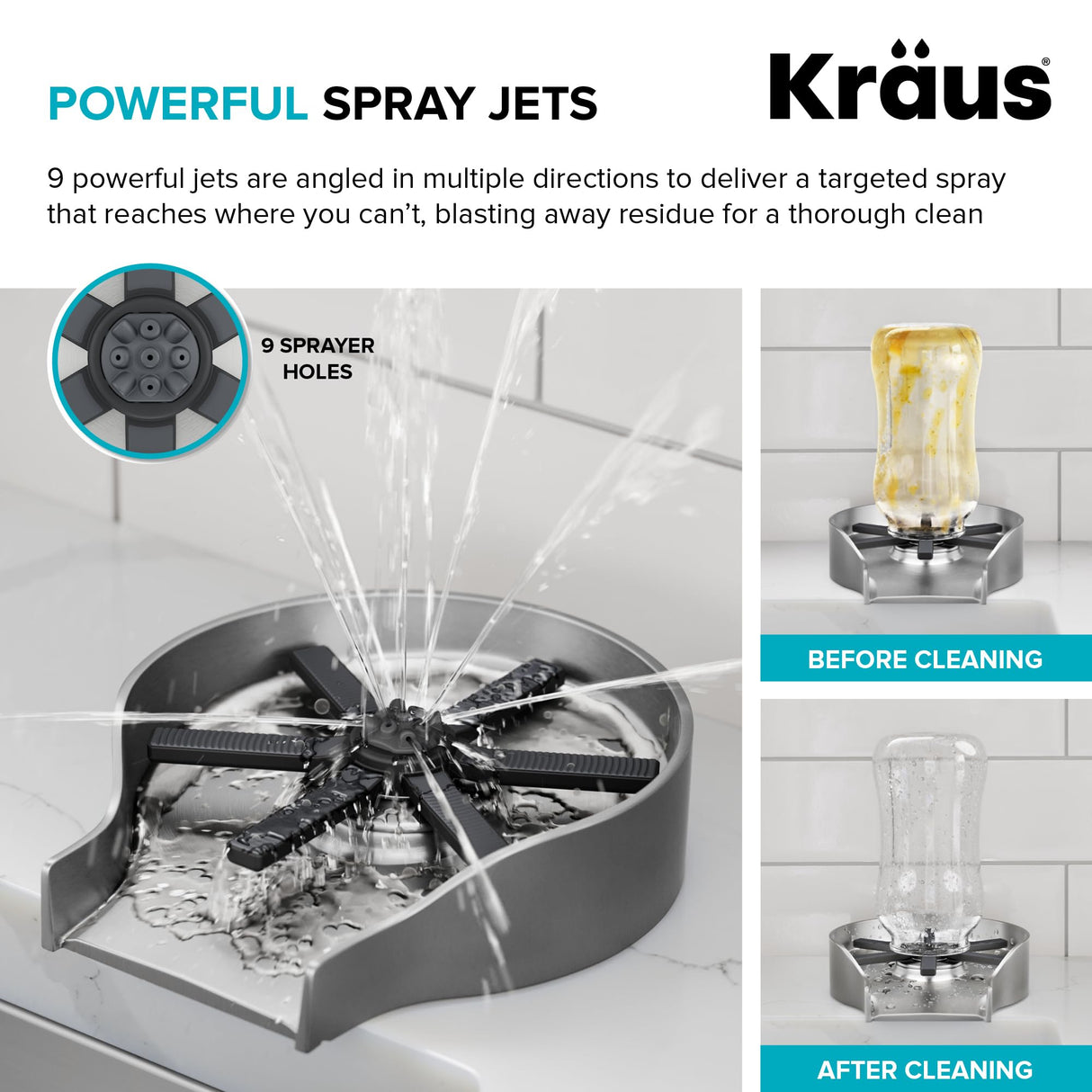 KRAUS CleanMate Glass Rinser for Kitchen Sink in Spot-Free Brushed Brass Color Finish, KGR-500SFBB