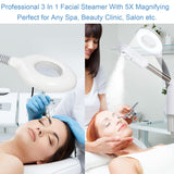 Facial Steamers Professional 3 in 1 Facial Steamer with 5X Magnifying Lamp, Upgrade PTC Heating, Hot/Cool Mist Steamer for Home Salon Spa Beauty