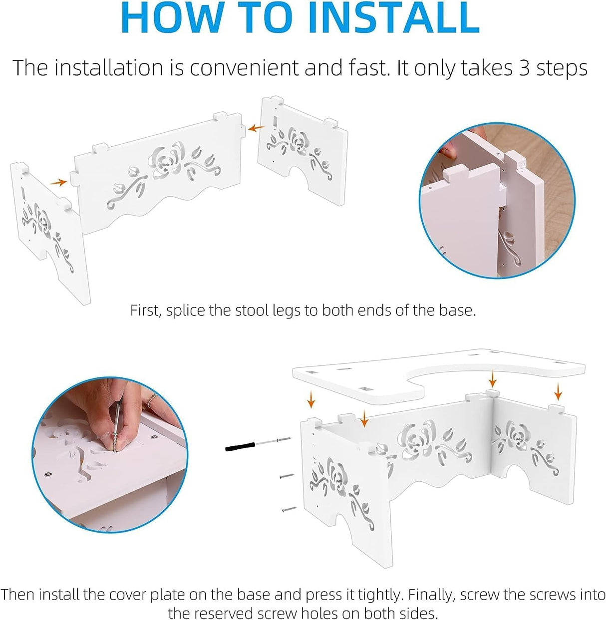 Fanwer Squatting Toilet Stool - Poop Stool for Bathroom, Wood-Plastic Composite, 9 Inch, Adults & Elderly