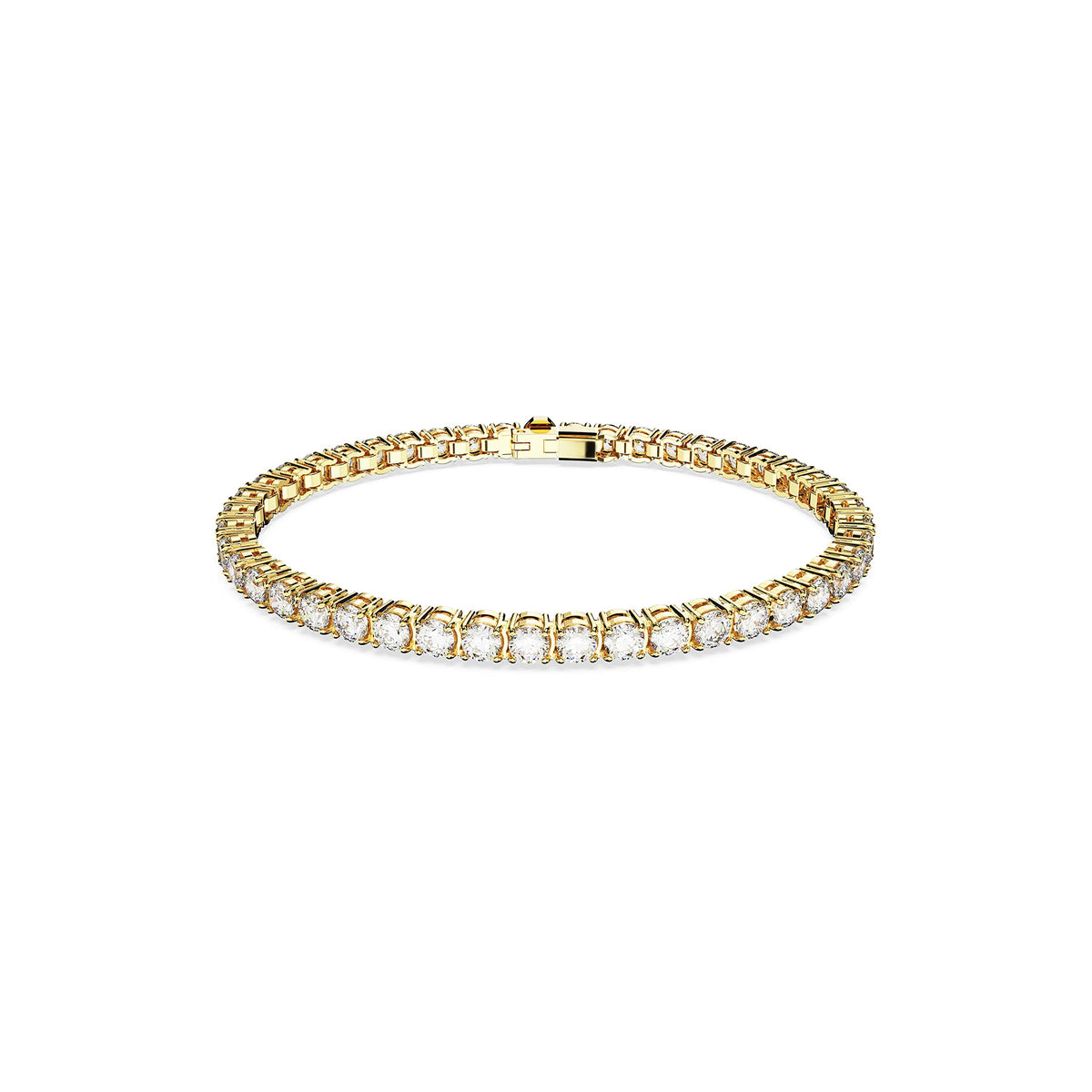 Swarovski Matrix Tennis Bracelet, Round Clear Stones on Gold-Tone Finished Band, Size M, Part of the Matrix Tennis Collection