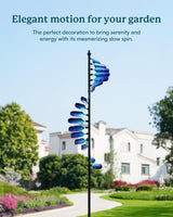 Cyan Oasis Wind Spinners Outdoor, 93" Large Metal Wind Spinners for Yard and Garden, Kinetic Wind Sculptures & Spinners with Stake, Windmill for Yard Art Decor (Peacock Spiral)