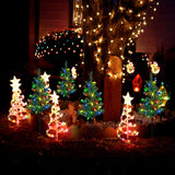 Windpnn Upgraded 4-Pack Solar Christmas Garden Stake Lights, Decorative Xmas Tree Solar Christmas Yard Stake Outdoor Waterproof Pathway Lights for Garden Patio Yard Decorations