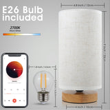 Table Lamps for Bedrooms Set of 2, Minimalist Bedside Lamps Set with Round Fabric Linen Shade,Reading Small Desk Lamp Set of 2 for Kids Room, Night Nightstand Lamp Set for Living Room, Office